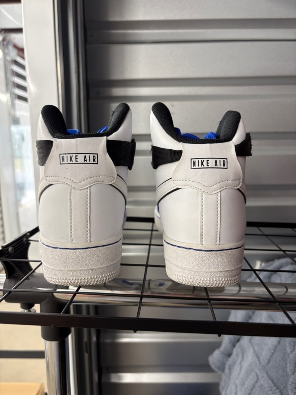Nike Blue and White Air Force 1 High Top Sneakers - Picture 4 of 7